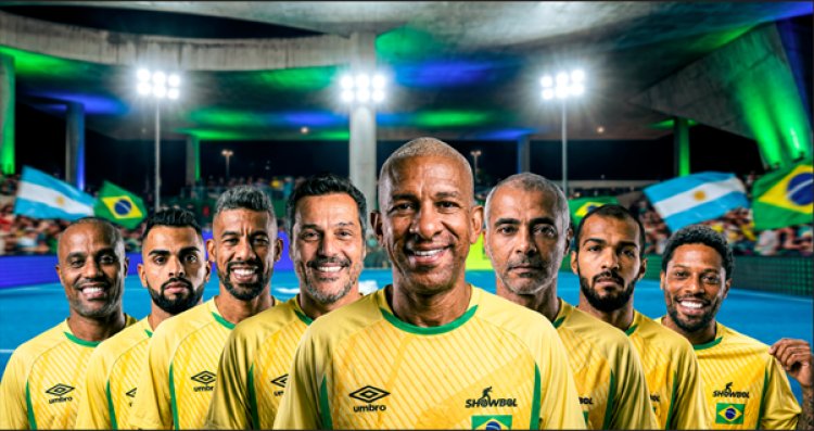 Romário, Djalminha e Júlio César lideram Seleção Brasileira no Desafio Internacional de Showbol contra a Argentina no RIO FUTSUMMIT 2026
